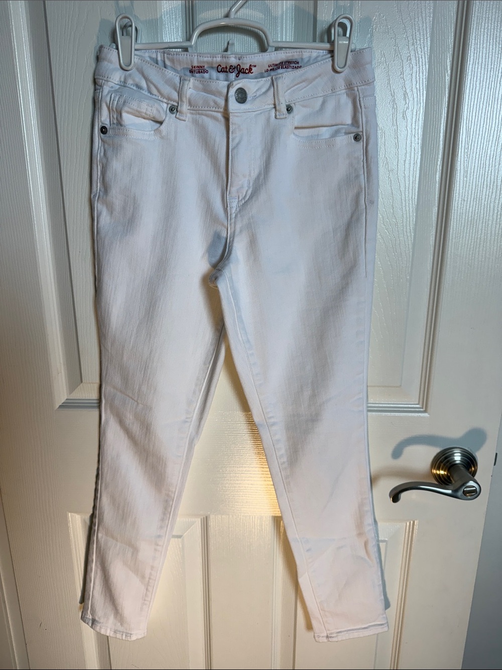 Cat & Jack Youth Adjustable (Sz 12) White Skinny Jeans